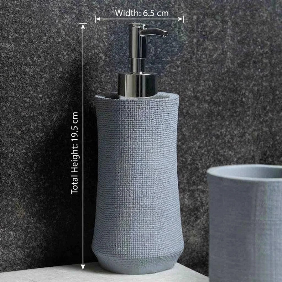 Gray Textured Bathroom Accessories Set with Soap Dispenser Tumbler & Soap Dish