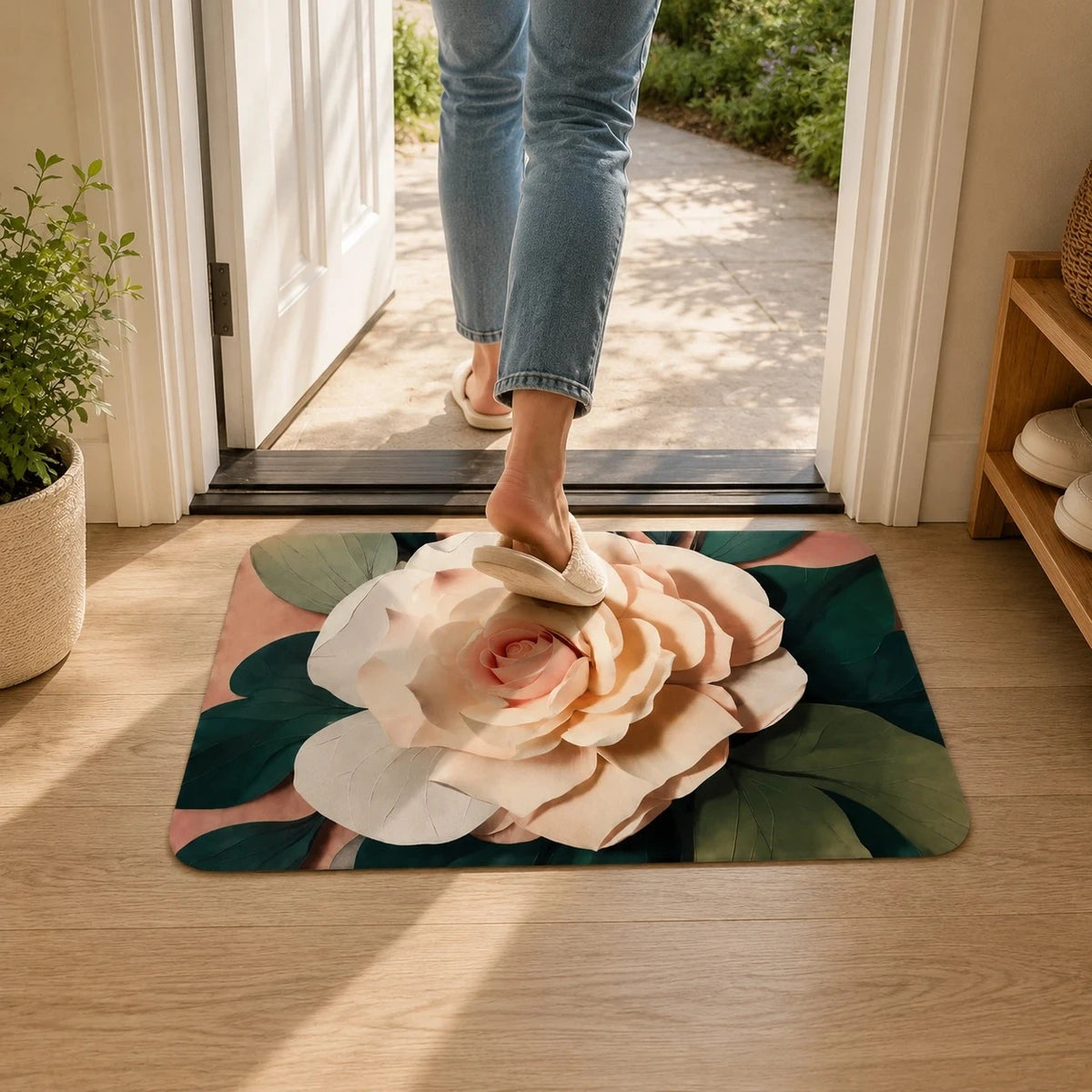 Printed Non Slip Absorbent Soft Floor Rug Bathroom Kitchen Bedroom Entryway Mat