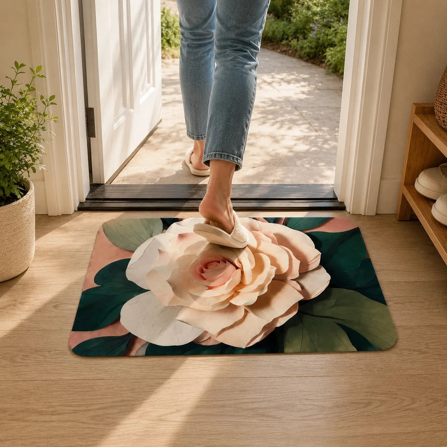 Printed Non Slip Absorbent Soft Floor Rug Bathroom Kitchen Bedroom Entryway Mat