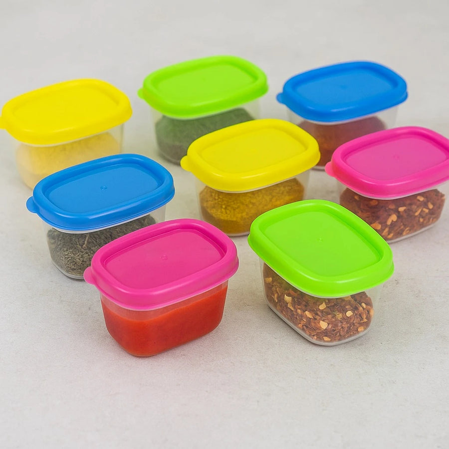 Set of 8 Mini Storage Containers Compact Food Containers for Sauces Snacks Spices and Daily Kitchen Use