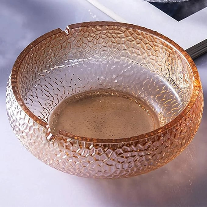 Red Cherry Gold-Tinted Crystal Glass Ashtray with Elegant Design for Home Office and Outdoor Use