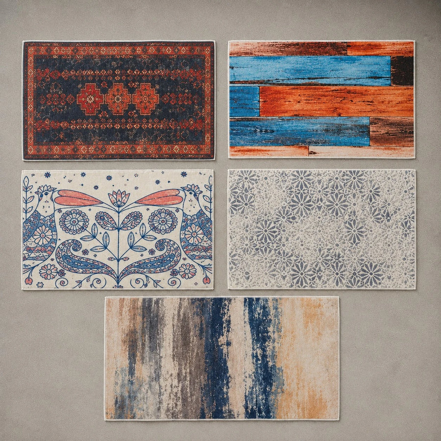Soft Velvet Printed Floor Mat 48 × 80 cm Decorative Non Slip Indoor Rug