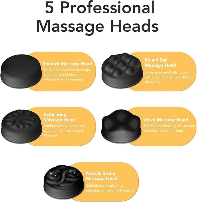 6 Speed Cordless Body Massager with 5 Massage Heads and Rechargeable 1200mAh Battery