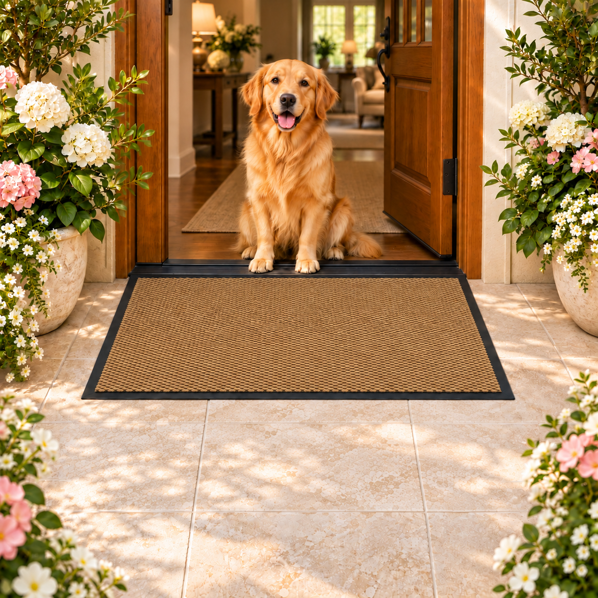 Dust Trapping Floor Mat with Rubber Border