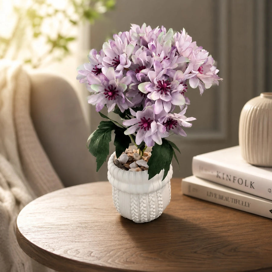 Artificial Chrysanthemum Flower Pot Decorative Tabletop Plant Home Office Living Room Shelf Desk Centerpiece Floral Arrangement Decor