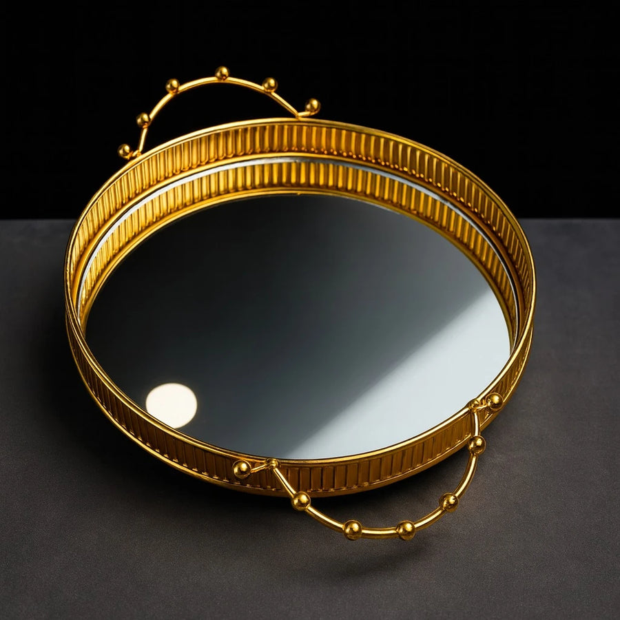 Luxury Gold Mirror Serving Trays – 2 Pcs Set, 30 cm & 25 cm