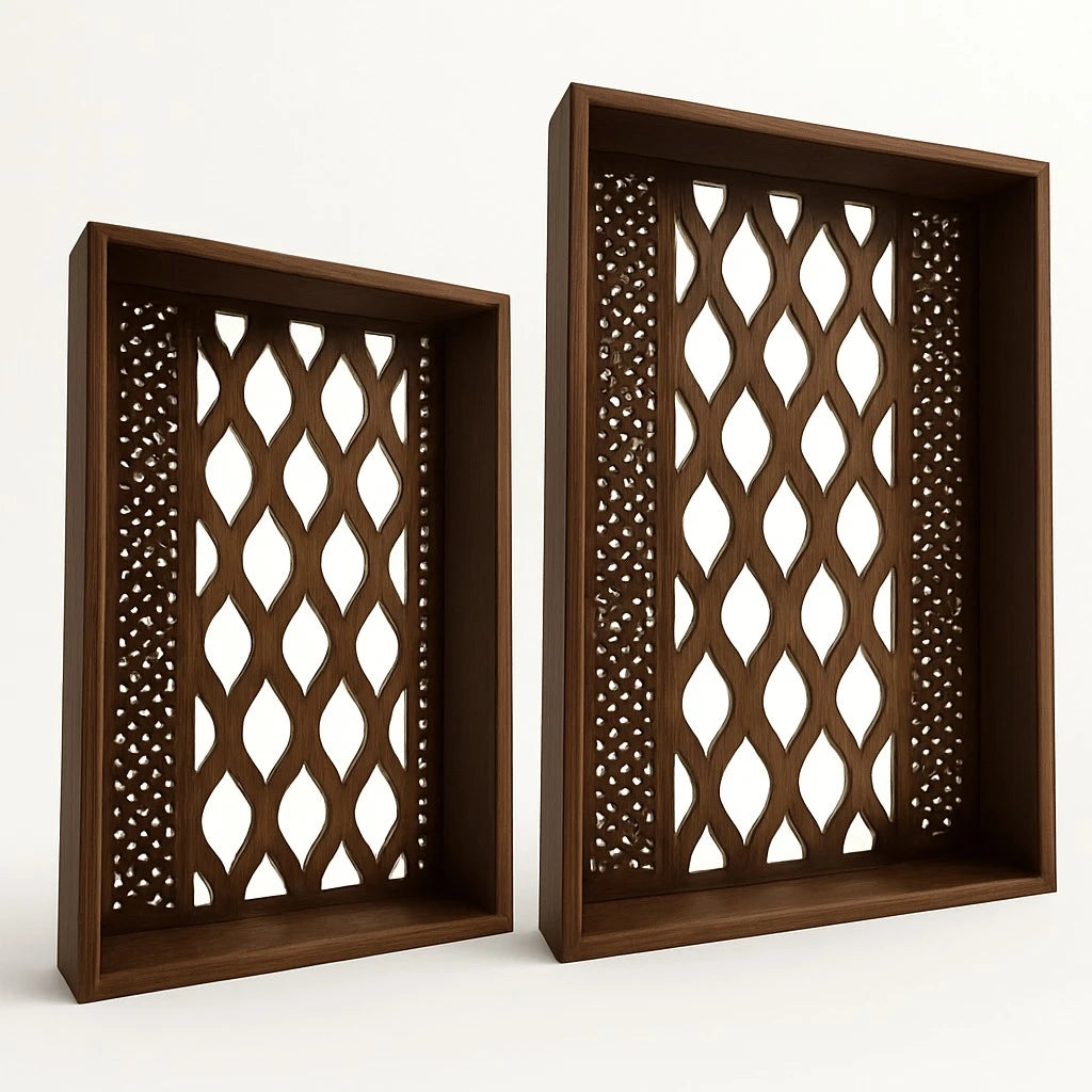 Set of 2 Decorative Wooden Trays