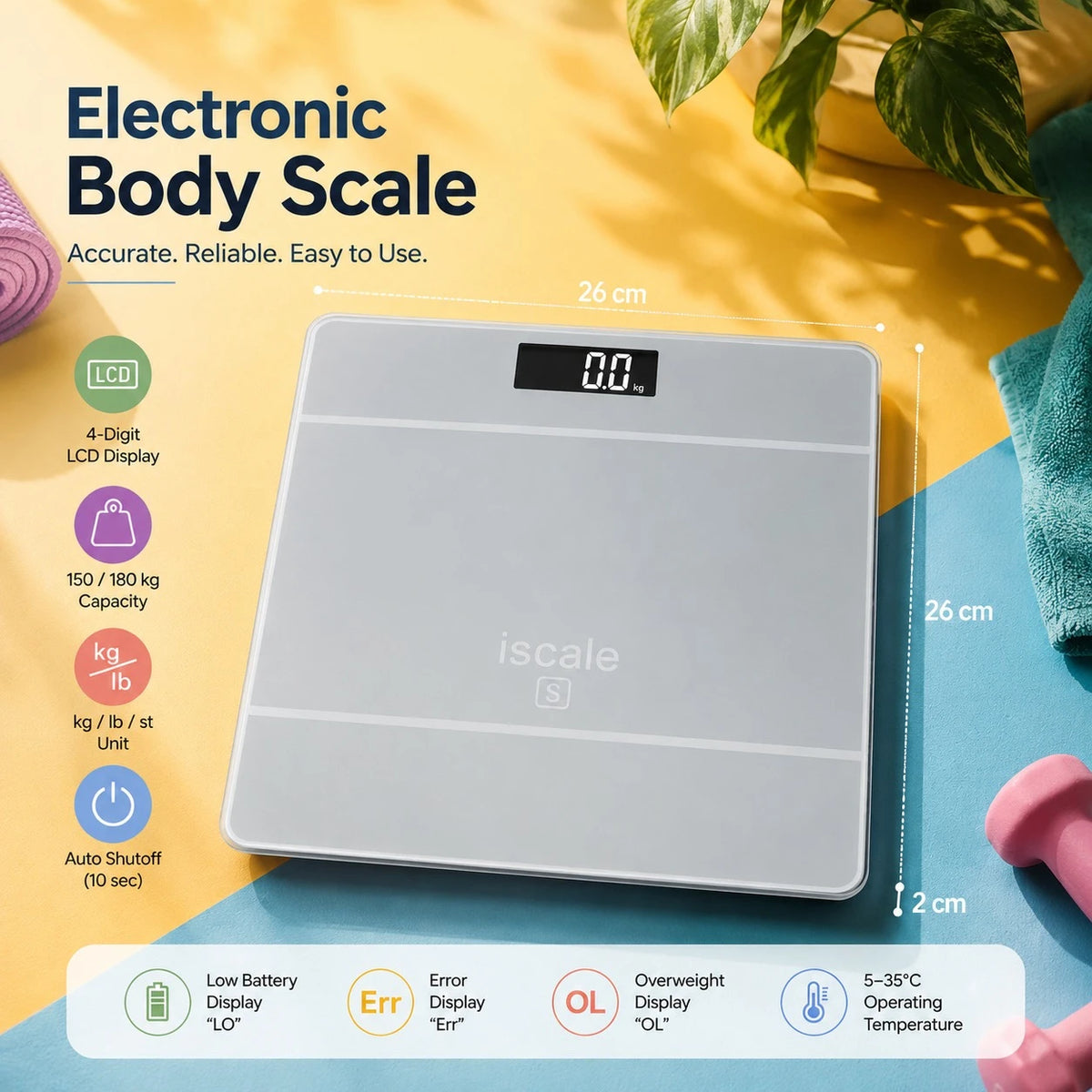 Electronic Digital Body Weight Scale 180kg High Precision LCD Health Bathroom Scale