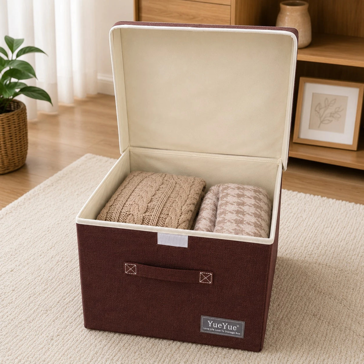 Fabric Storage Box Foldable Organizer Storage Cube Clothes Blanket Toy Storage Bin Closet Shelf Organizer Home Storage Basket With Lid