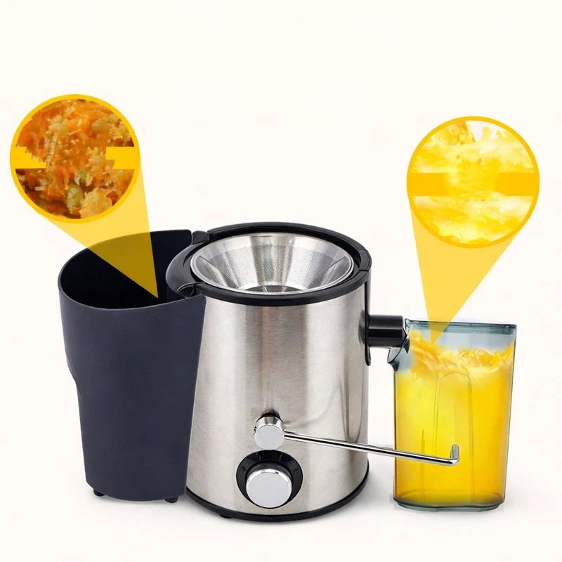 AICOOK Electric Juicer Machine 600W Stainless Steel Juice Extractor 65mm Wide Feed Chute Home Kitchen Fruit Vegetable Juicer