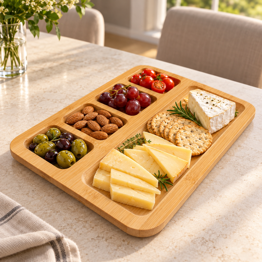 Bamboo Serving Tray with Transparent Cover