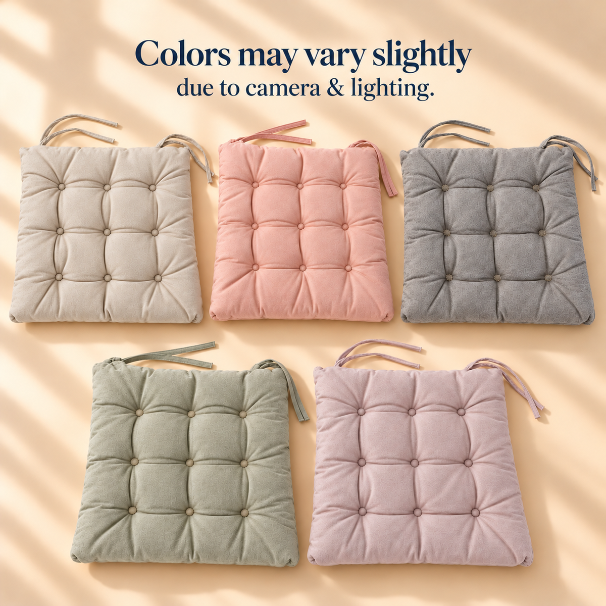 Soft Tufted Chair Seat Cushion with Secure Ties 40 x 40 cm