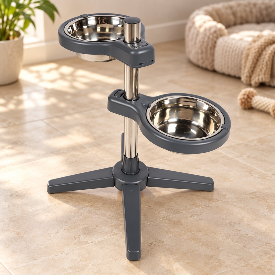 Adjustable Elevated Pet Bowl Stand 44 x 45 cm
