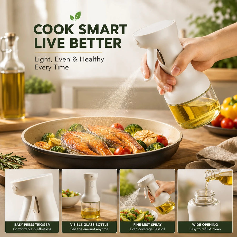 Oil Spray Bottle Glass Dispenser Olive Oil Mister Cooking Spray Bottle Kitchen Oil Sprayer 280ml