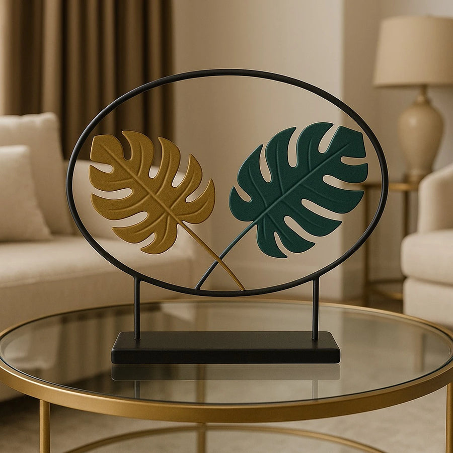 Metal Round Leaf Decor Ornament