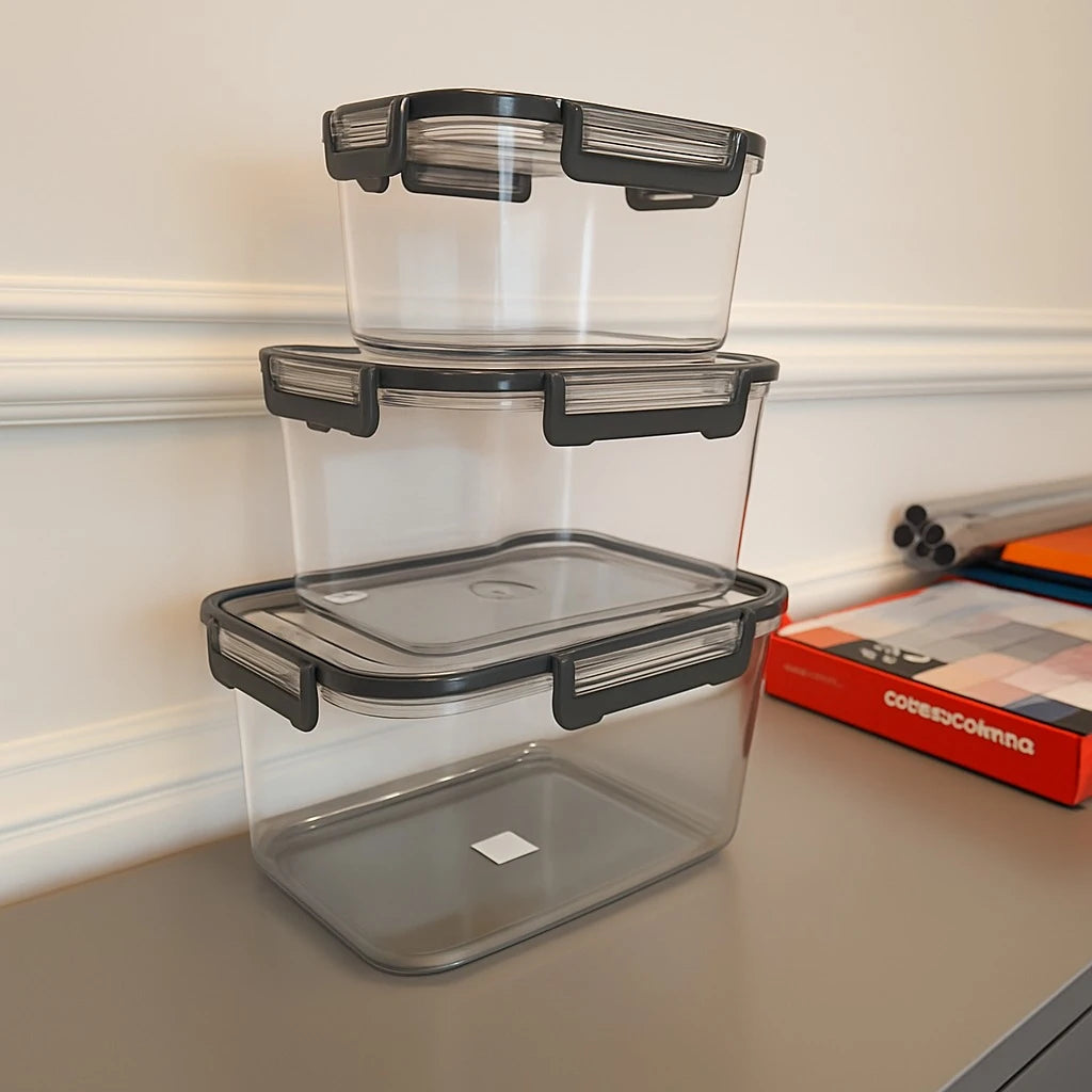 3 Piece Airtight Rectangular Food Container Set Multipurpose Kitchen Food Storage Boxes for Organization and Meal Prep - Image 4