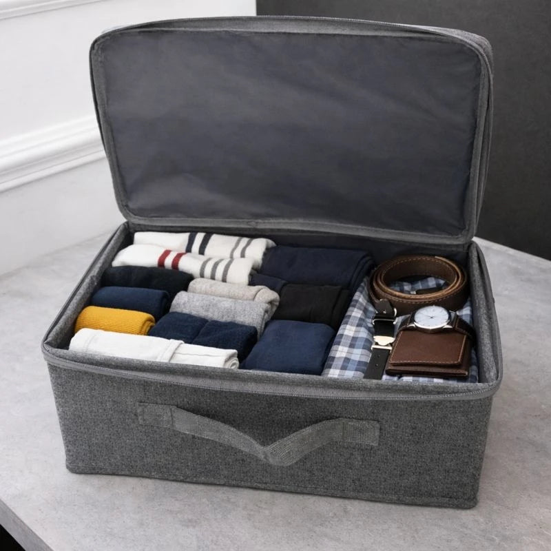 Fabric Storage Box with Lid, Foldable Clothes Organizer Closet Wardrobe Storage Box, Home Organization Container