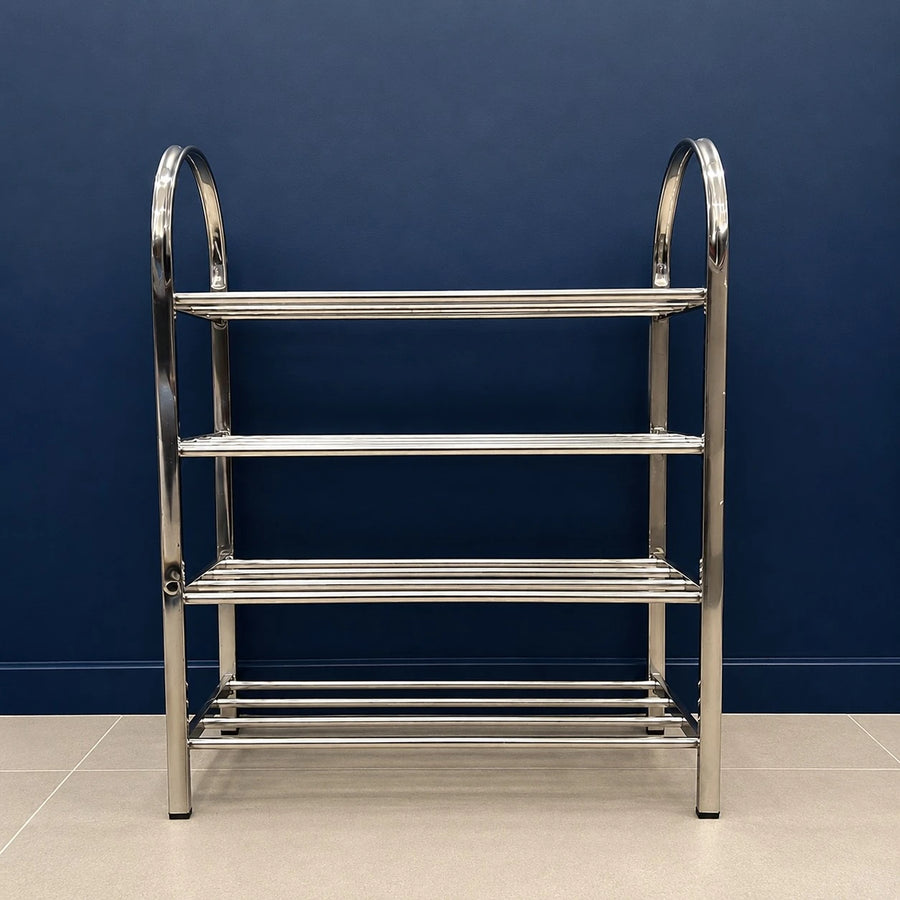 Stainless Steel 4 Tier Shoe Rack Entryway Organizer Easy Assembly Storage Shelf Stand