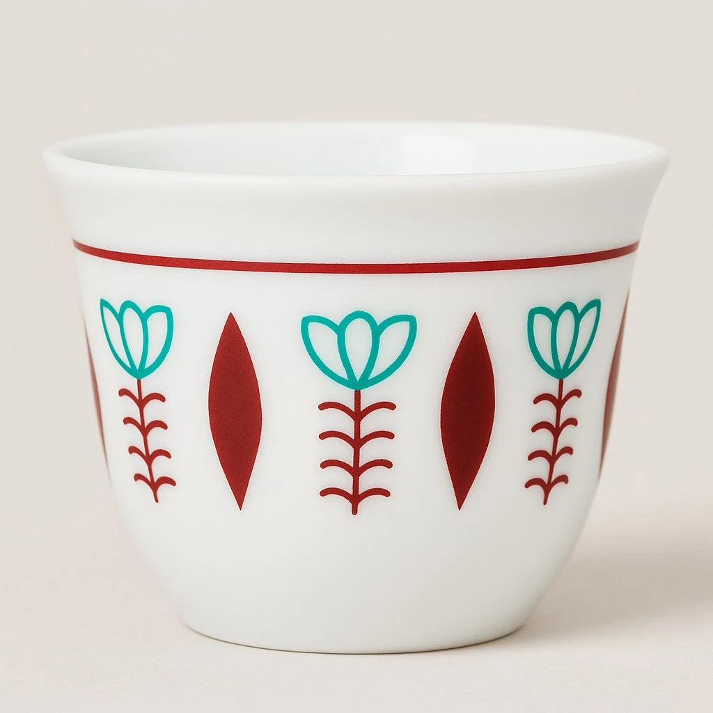 Set of 12 Arabic Coffee Espresso Cups – Red Tulip Design