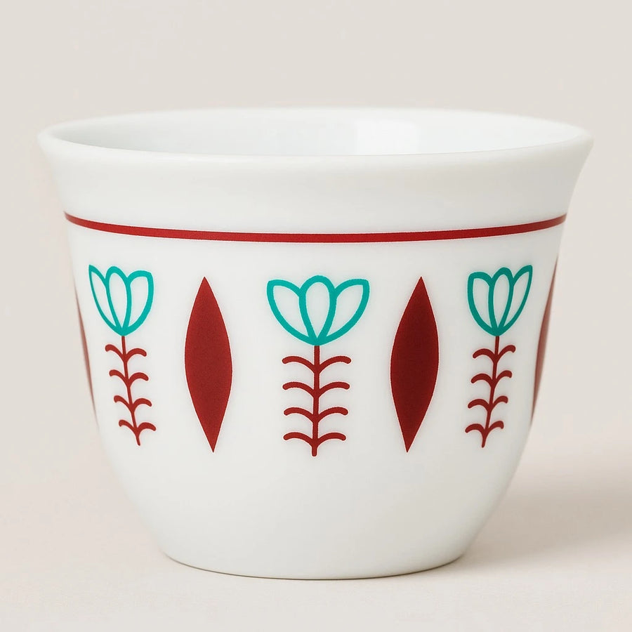 Set of 12 Arabic Coffee Espresso Cups – Red Tulip Design