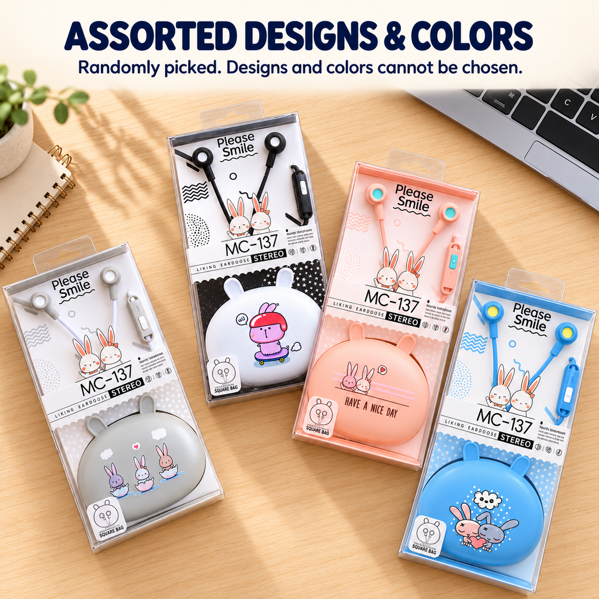 MC-137 Wired In-Ear Headphones with Bunny Case