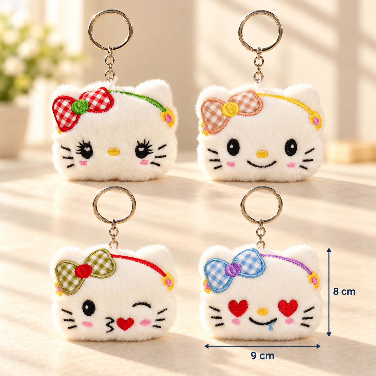 Plush Cat Face Keychain