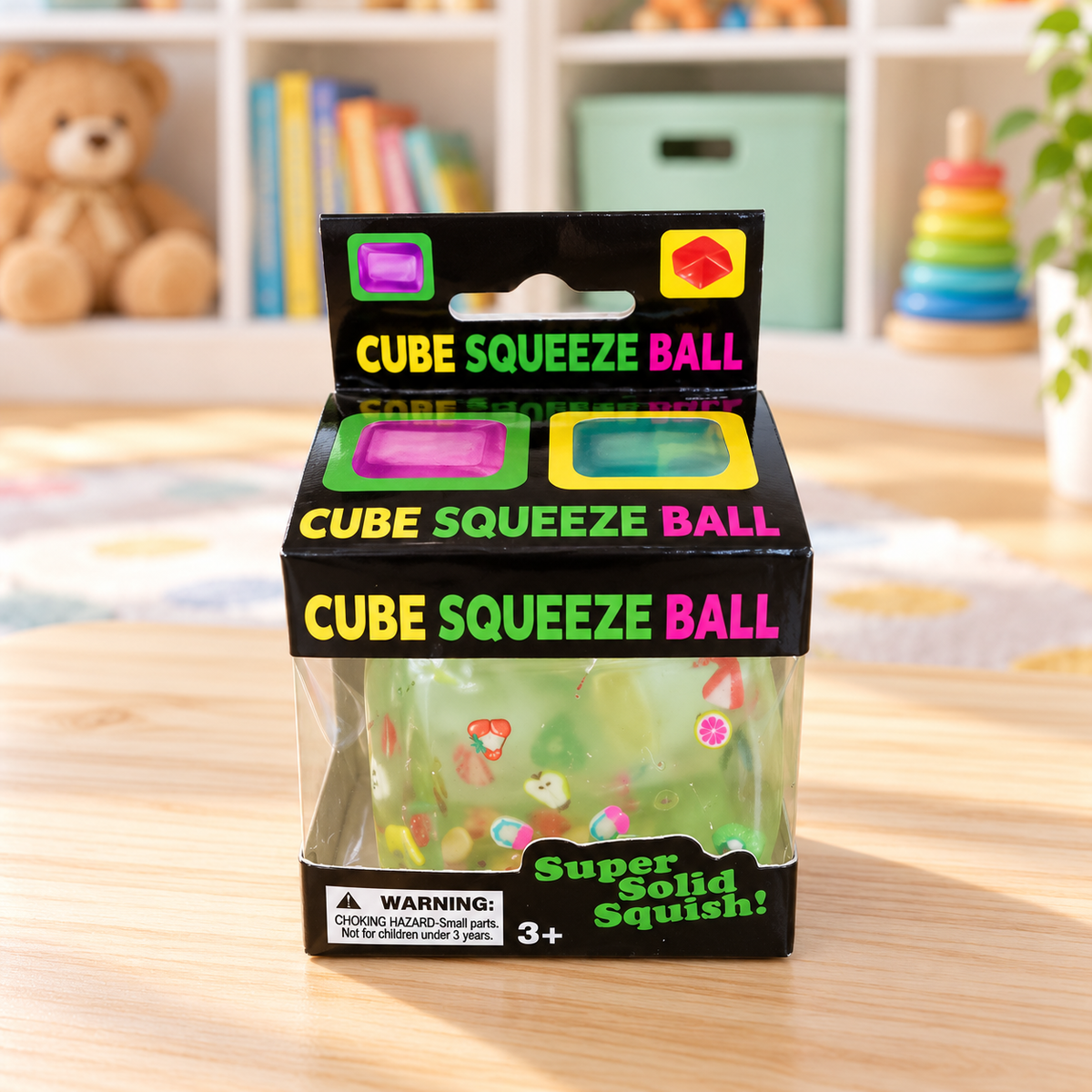 Soft Squishy Sensory Cube with Fruit Decorations
