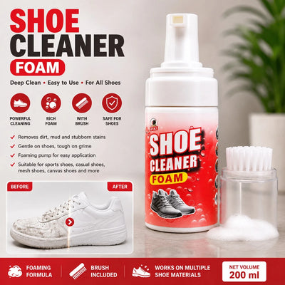 Shoe Cleaning Solution Foam 200ml with Brush Multi Surface Sneaker Cleaner for Sports Casual Mesh and Canvas Shoes