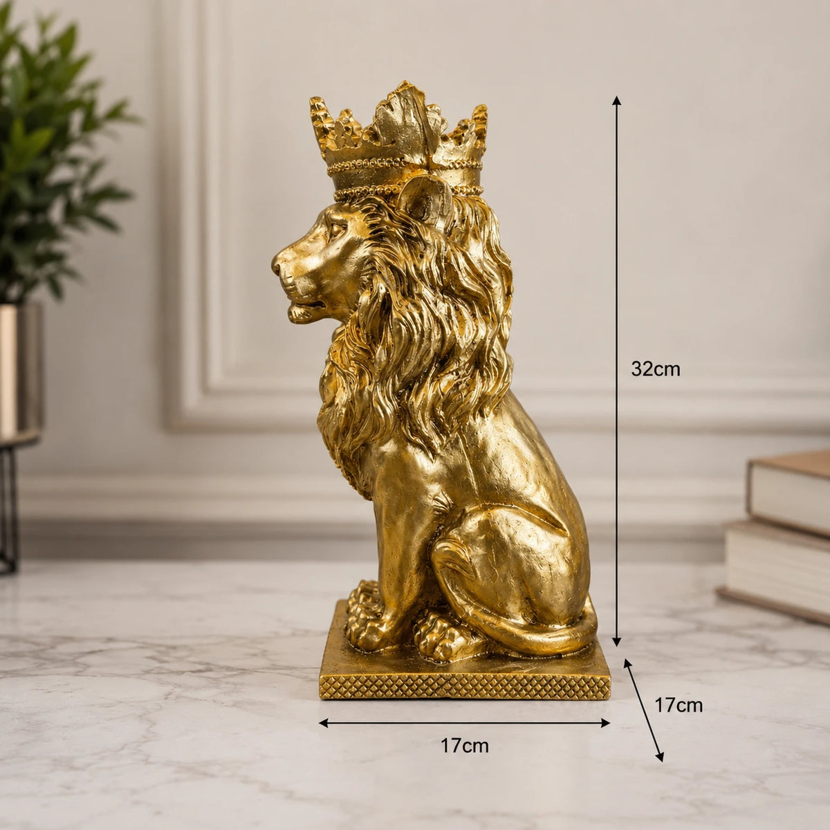 Statue Golden Lion Crown Luxury Home Decor Royal Animal Sculpture Modern Tabletop Ornament