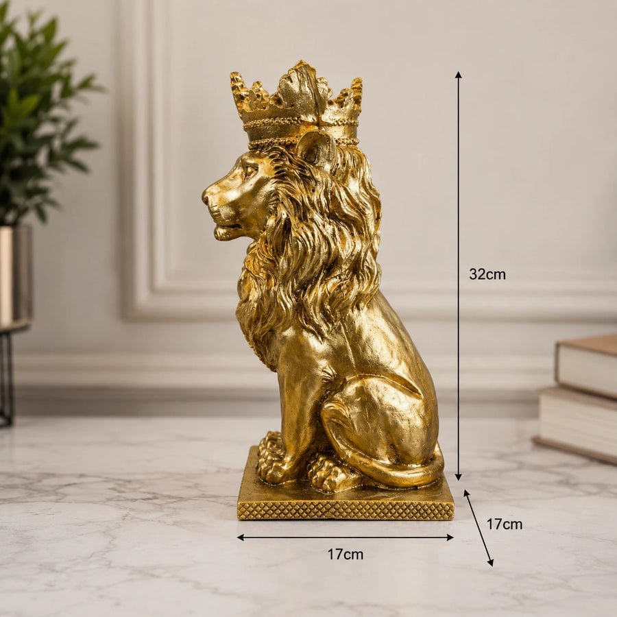 Statue Golden Lion Crown Luxury Home Decor Royal Animal Sculpture Modern Tabletop Ornament