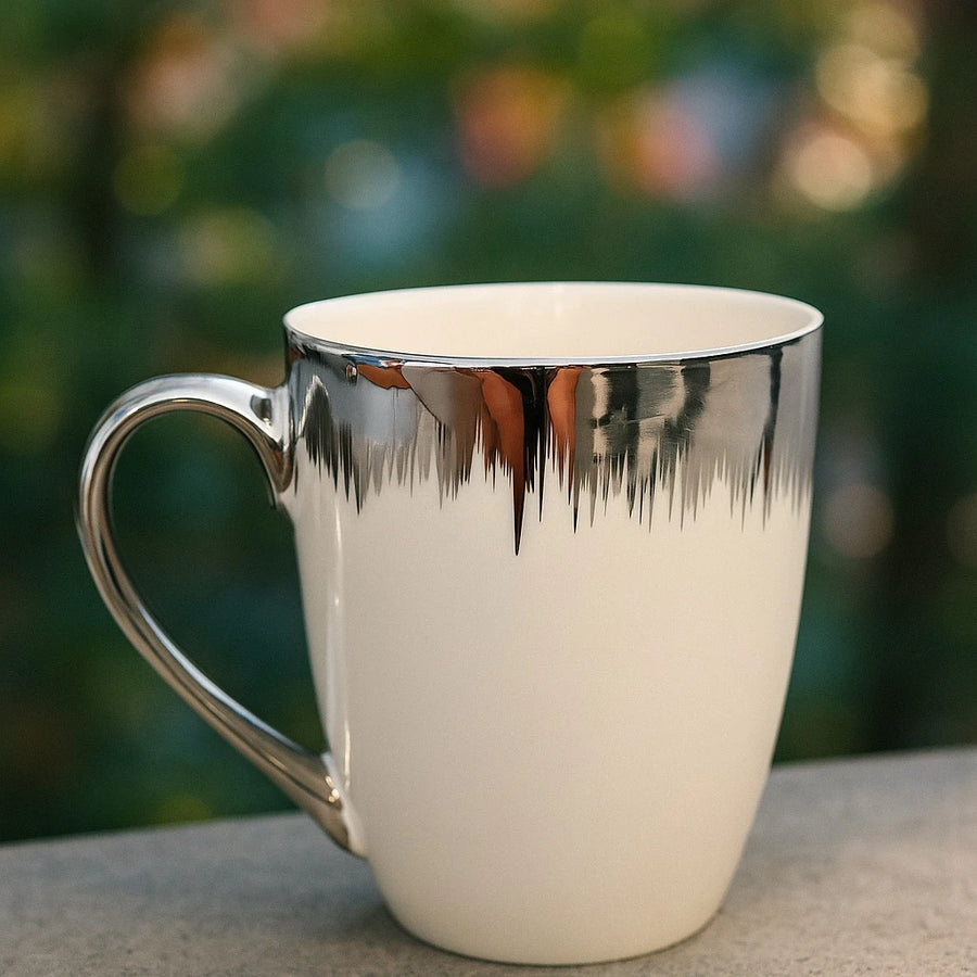 Metallic Drip Ceramic Coffee Mug Silver Gold