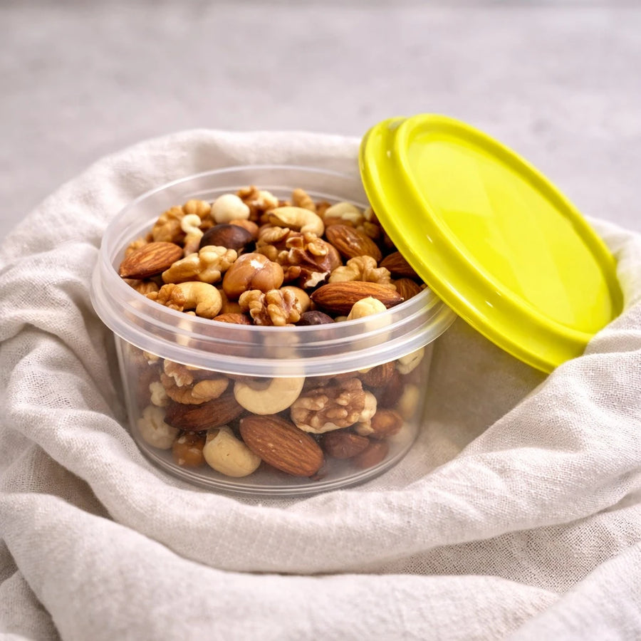 Small Round Food Storage Container 0.4 Liter Airtight Plastic Box Kitchen Snack Organizer Nut Storage Container