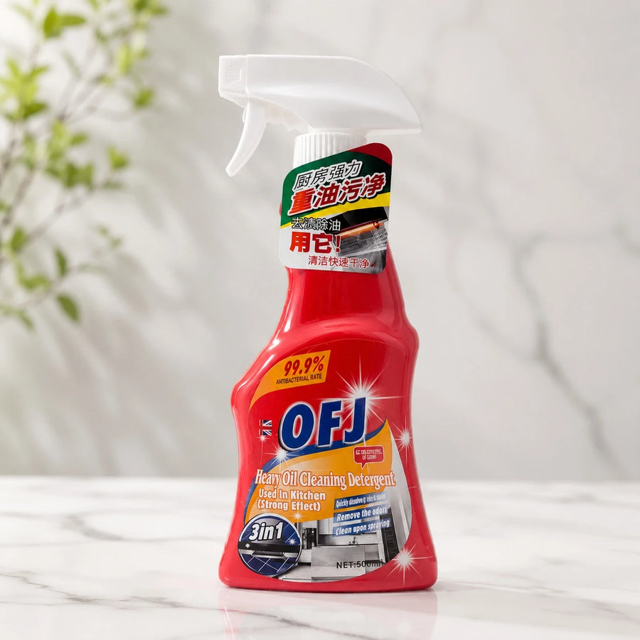 OFJ Heavy Oil Cleaning Detergent Kitchen Degreaser Spray 3 In 1 500ml Grease Remover Cleaner