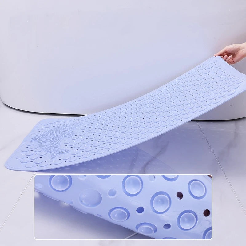 Non Slip Shower & Bathtub Bath Mat with Suction Cups Drain Holes & Massage Textur Bathroom Safety Mat (70 × 34 cm)