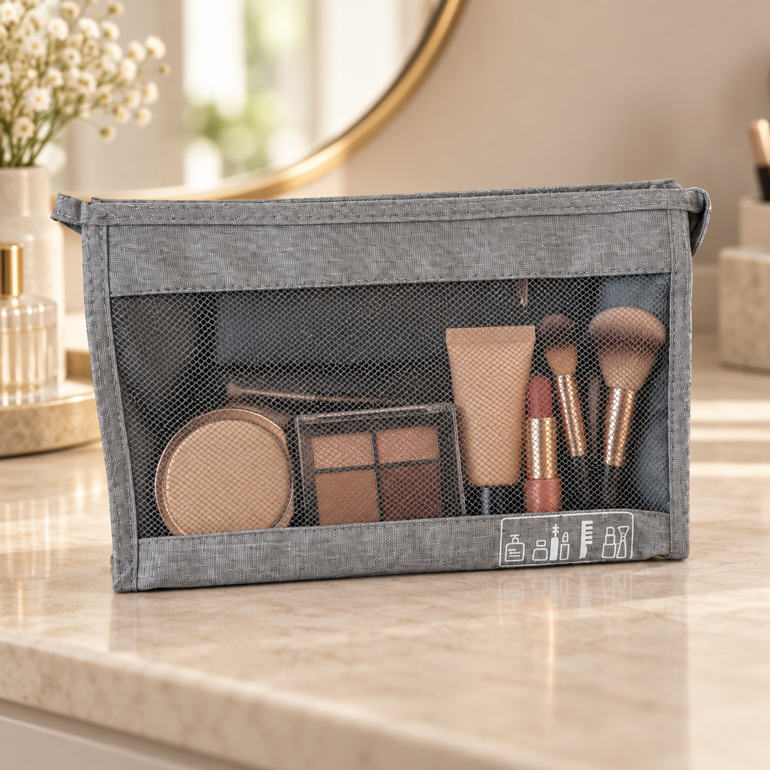 Mesh Travel Makeup Organizer Bag