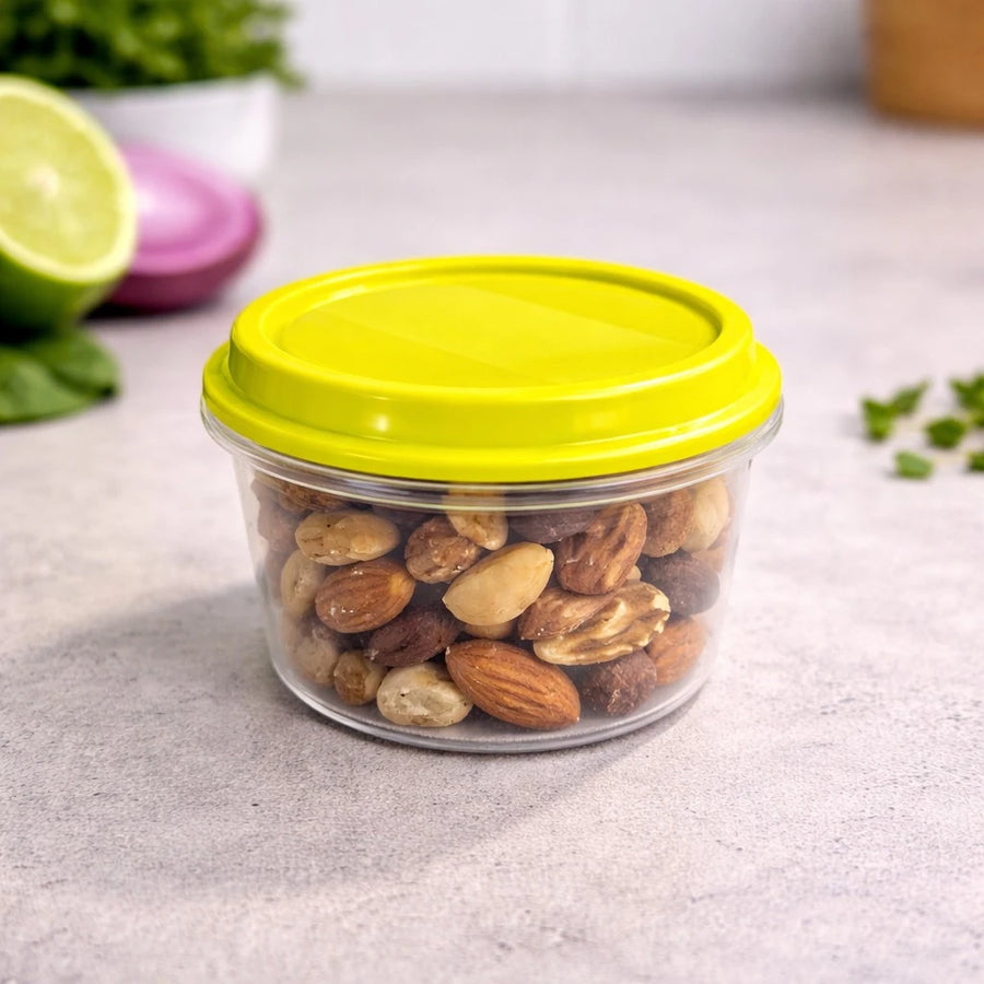 Small Round Food Storage Container 0.4 Liter Airtight Plastic Box Kitchen Snack Organizer Nut Storage Container