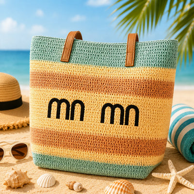 Summer Beach Tote Bag Woven Straw Beach Bag Crochet Shoulder Bag Large Capacity Travel Bag