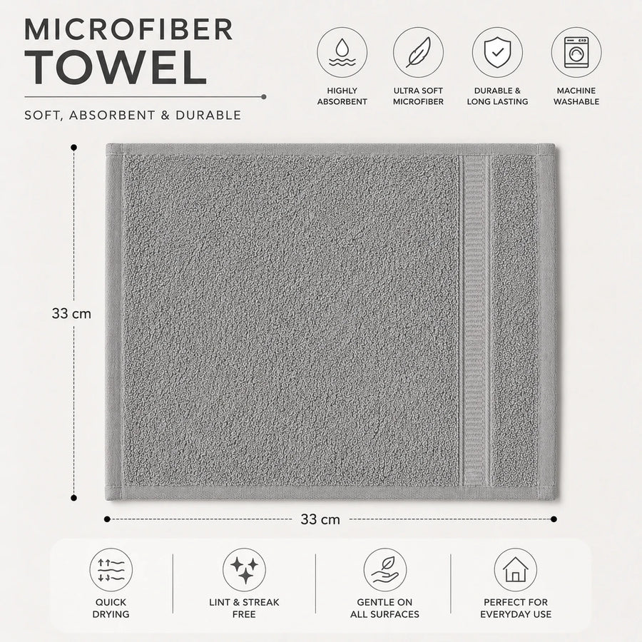 Travel Microfiber Towel 33x33 cm Soft Absorbent Quick Dry Face Hand Bathroom Kitchen Cleaning Towel
