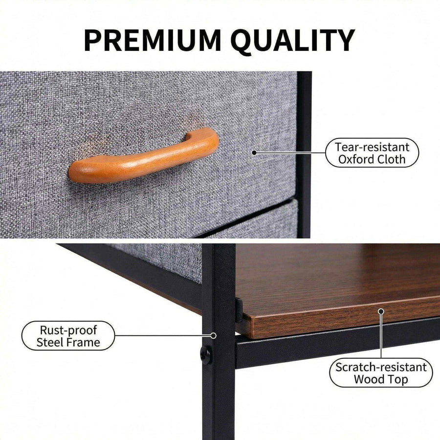 2 Drawer Fabric Storage Nightstand