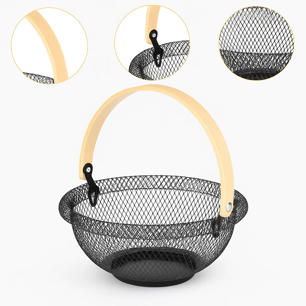 Round Mesh Wire Fruit Basket - Image 2