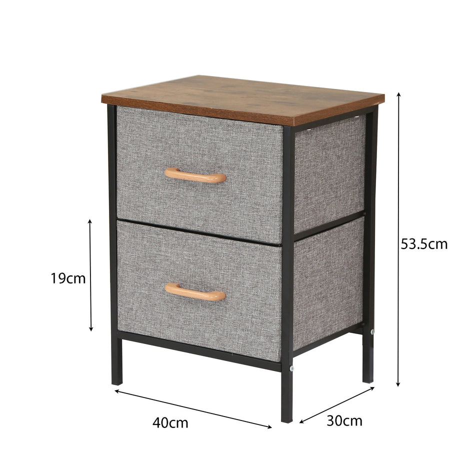 2 Drawer Fabric Storage Nightstand