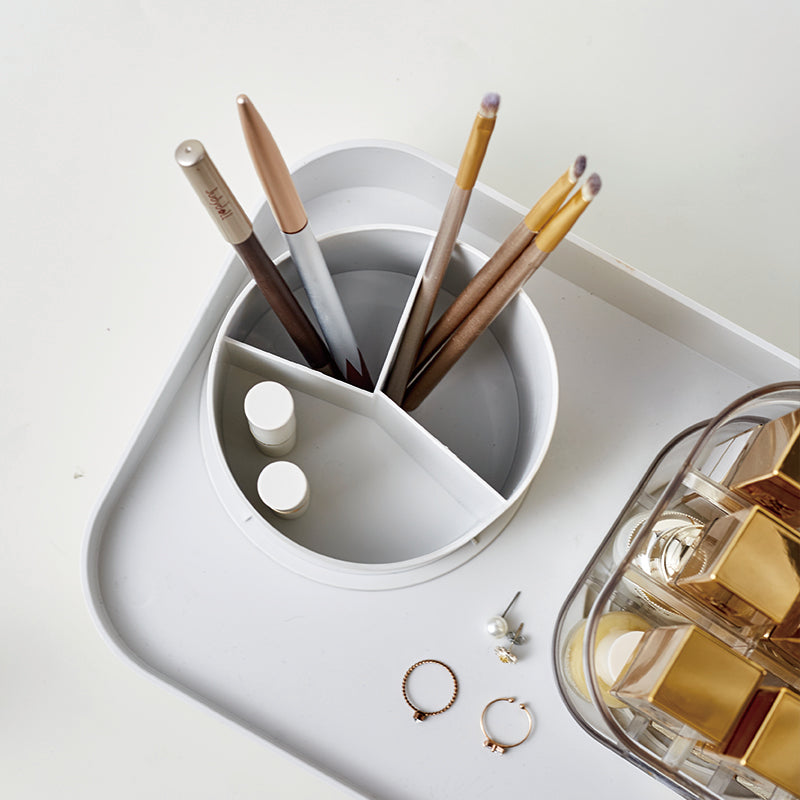 Makeup Organizer Tray with Dustproof Cover and 2 Tier Cosmetic Storage Rack