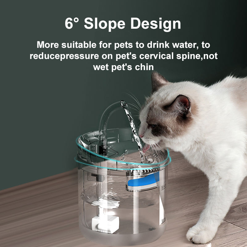 1.8 L Transparent Pet Water Fountain with Motion Sensor and Filter