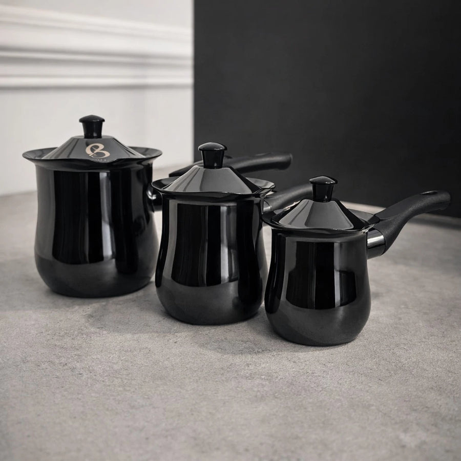 Stainless Steel Turkish Coffee Pot Set 3 Pieces Cezve Ibrik Arabic Coffee Maker Kitchen Cookware Set