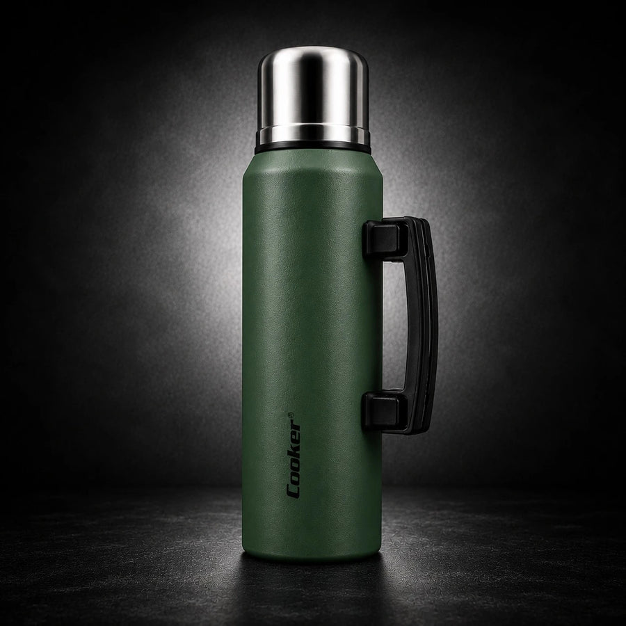 Cooker Thermos Bottle Stainless Steel Vacuum Flask Foldable Handle Hot And Cold Insulated Travel Camping Bottle 1.5 Liter