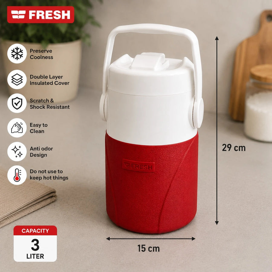 3 Liter Portable Insulated Water Cooler Jug with Handle Cold Drink Container for Picnic Camping and Travel