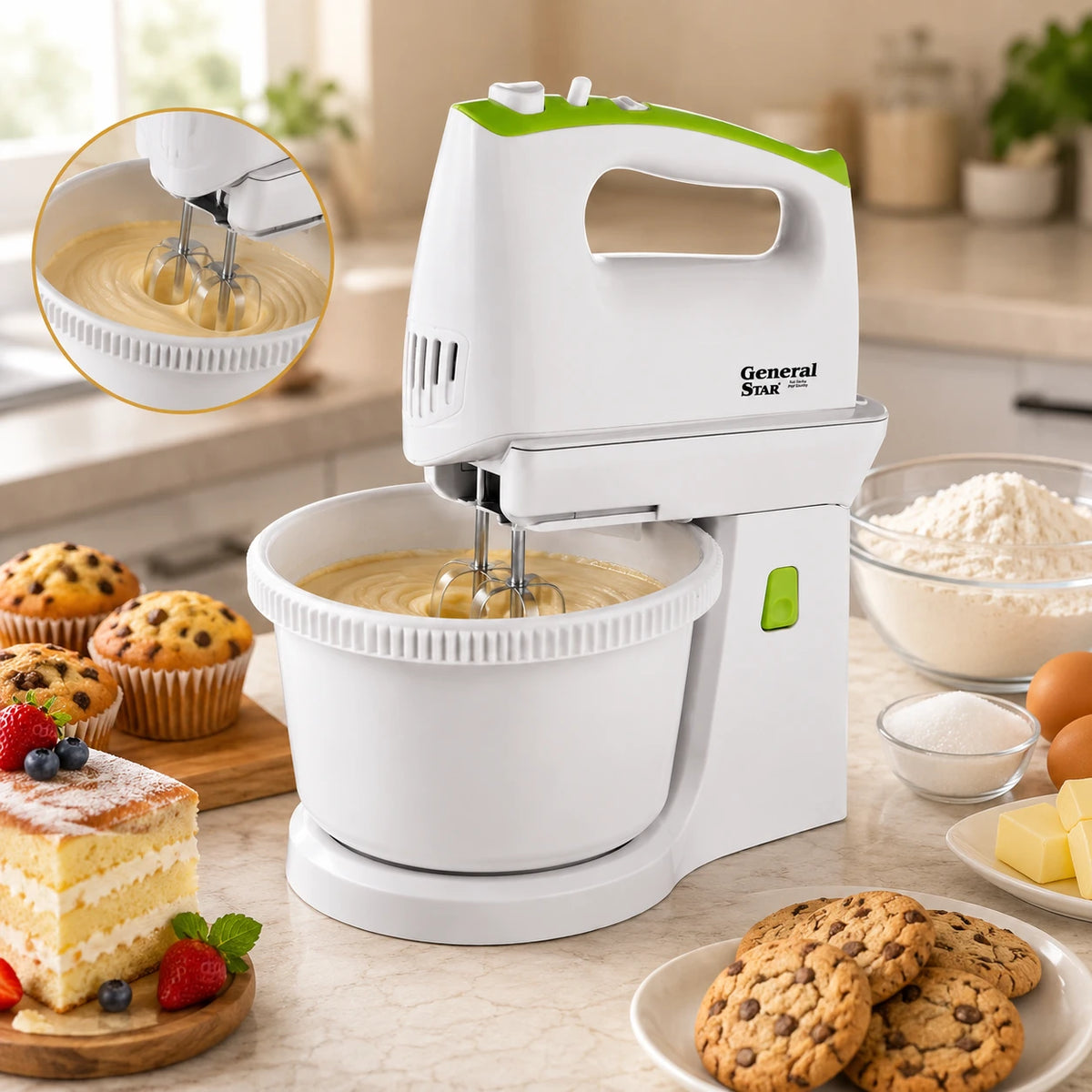 Mixer With Bowl Electric Hand Mixer Dough Hooks Beaters Baking Mixer Kitchen Appliance