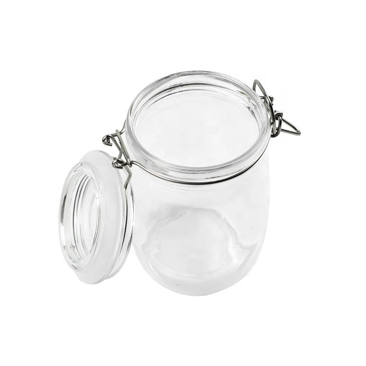 Airtight Glass Pickle & Jam Storage Jar with Metal Clamp Lid – Food Storage, Fermentation & Pantry Container 1 kg