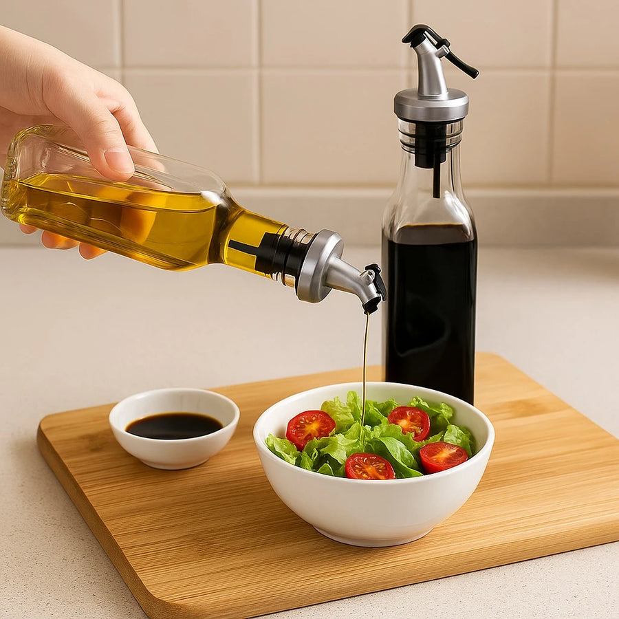 2 Pieces Glass Oil Dispenser Bottle Set