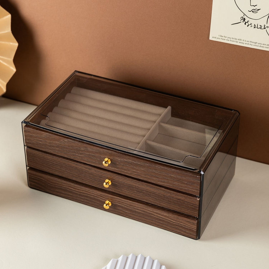 3 Drawer Jewelry Organizer with Transparent Cover